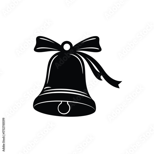Festive christmas bell with decorative ribbon adornment celebrating holiday cheer silhouette