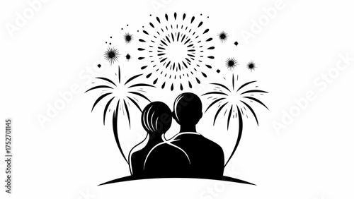 Romantic getaway watching fireworks over tropical palms, ideal for travel adventures and special occasions