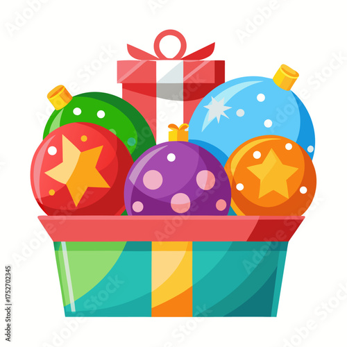 Colorful christmas baubles festive decorative elements