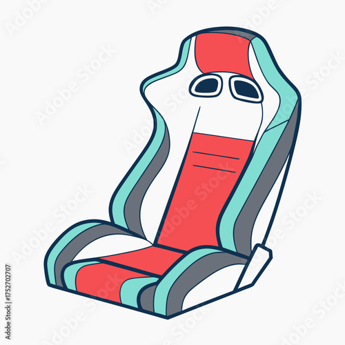 Colorful Racing Car Seat Illustration on Modern car vector illustration Flat car icon Urban vehicle vector White Background racing seat bucket seat