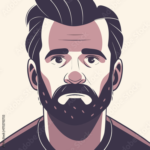 Stylized Portrait of a Man with Dark Hair and a Beard male face Modern car vector illustration Flat car icon Urban vehicle vector