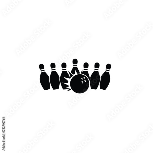 Bowling ball and pins silhouette representing sport and recreation activity silhouette