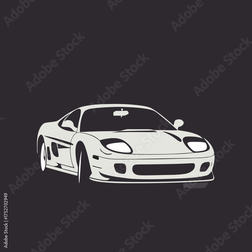 Modern car vector illustration Flat car icon Urban vehicle vector White Sports Car Silhouette on Dark Background white car vehicle