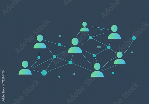 Dynamic network of connected individuals symbolizing teamwork, communication, and global collaboration in a modern design