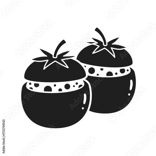 Hand drawn stuffed tomatoes food icon fresh ingredients culinary simple graphic silhouette