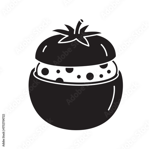 Stuffed tomato icon simple hand drawn style food ingredient graphic silhouette