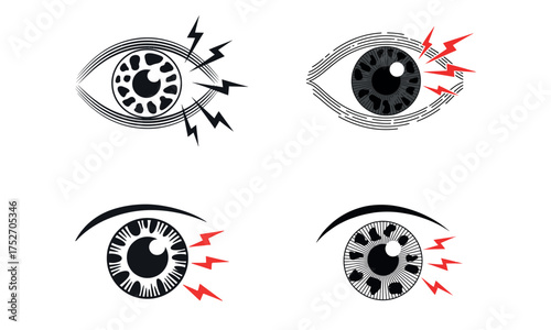 Human eye with pain and vision problem medical illustration
