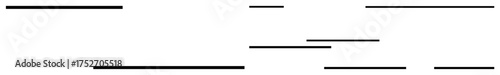 Horizontal black lines of varying lengths spread across different levels. Ideal for design, minimalism, balance, structure, simplicity, organization, modern art. Simple flat metaphor