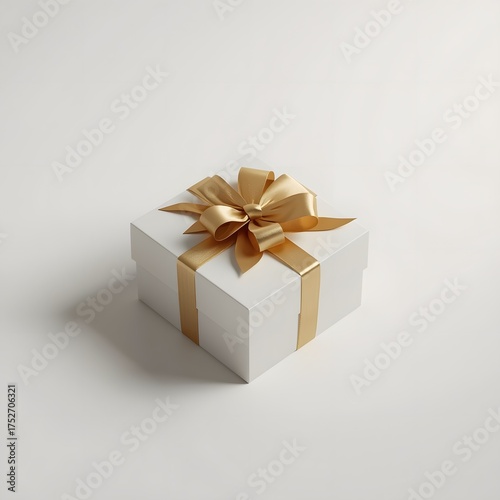 Minimal Christmas Gift Box with Golden Ribbon – Luxury 3D Render