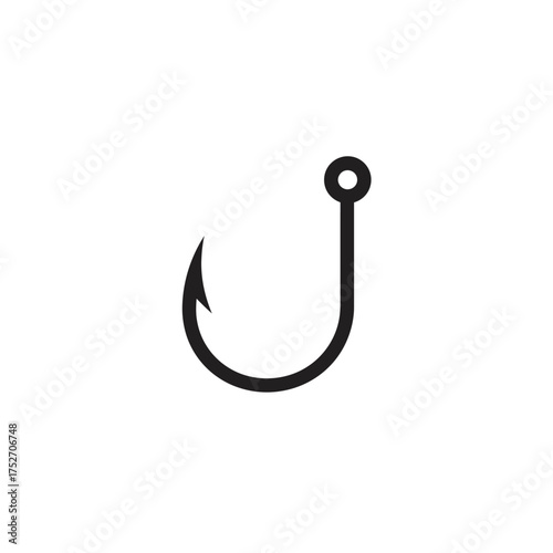 Simple fishing hook icon symbol fishing tackle equipment object silhouette