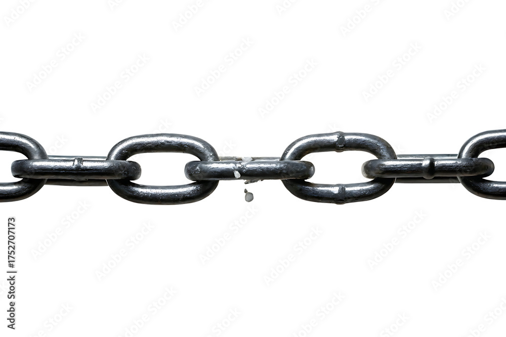 Obraz premium Strong Metal Chain Links Connecting in a Row on a Black Background Symbolizing Connection Strength and Security