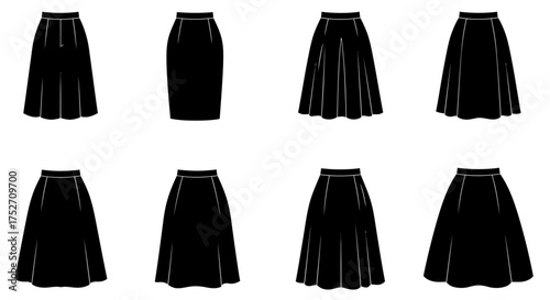 Skirt silhouettes set isolated on white background vector illustration