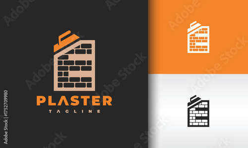 Letter E Plastering Company Logo with Brick Wall