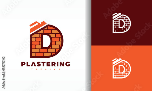 Creative Letter D Brick Building Logo for Plastering and Construction Business