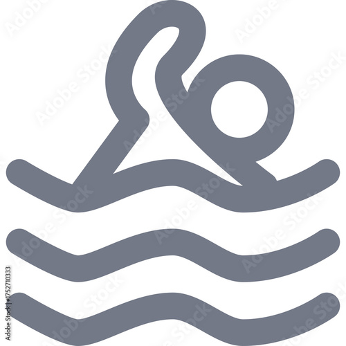 Stylized Graphic Icon Depicting A Person Swimming Through Blue Wavy Water With Clear Lines And A Transparent Background Representing Aquatic Sports And Recreation