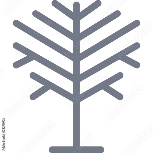 Stylized Minimalist Tree Icon with Geometric Branches and Trunk in a Simple Linear Design and Transparent Background for Graphic Elements