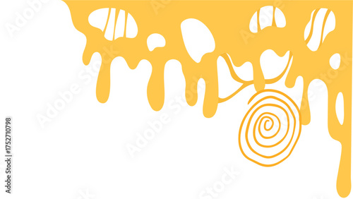 Vector graphic of honey drips with spiral design for food blog or sweet treat themed social media content