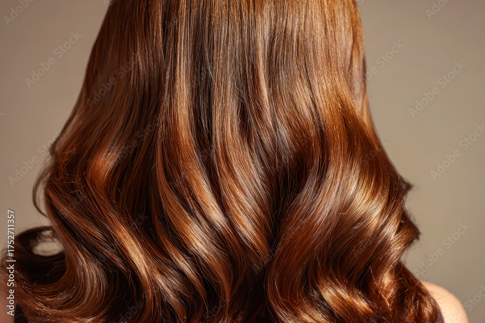 Fototapeta premium Stunning chestnut-colored, wavy hair highlighting beauty and elegance