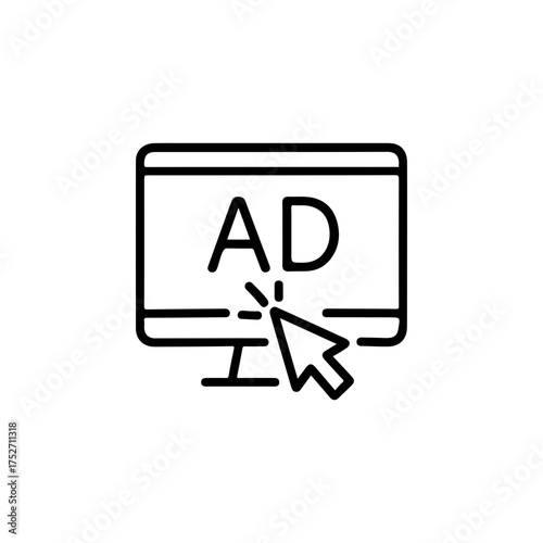 Pay-per-click ad outline icon vector