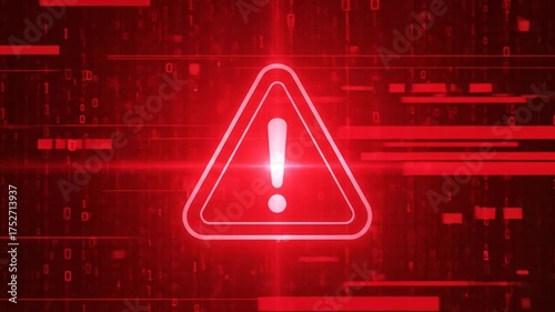 Red Alert Danger and Warning Icon Against a Red Background