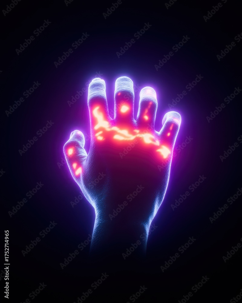 Obraz premium Glow hand symbolizing innovation and technology.