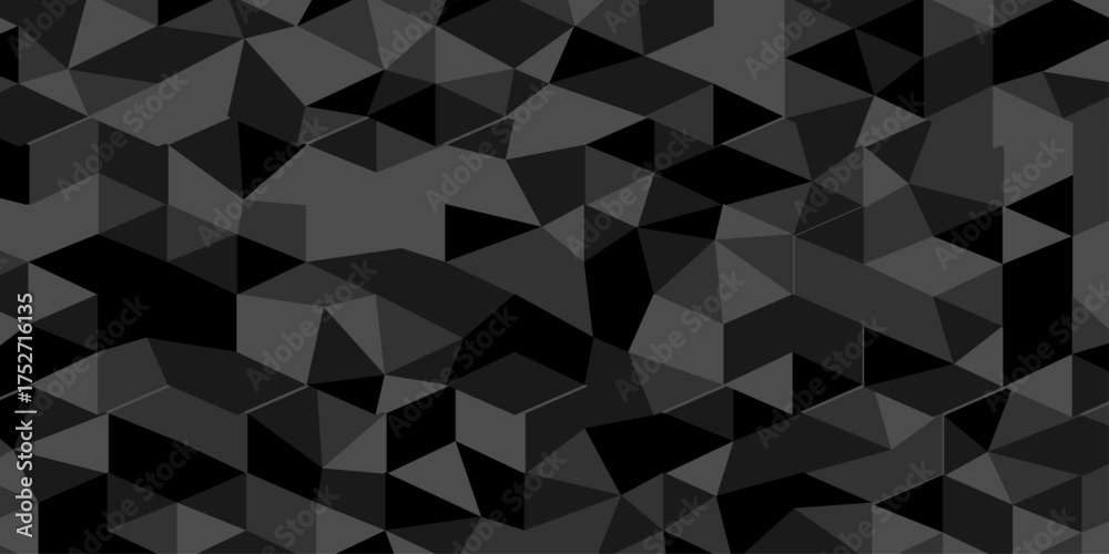 Fototapeta premium Abstract vector low polygon element modern diamond triangle mosaic paper black and gray low polygon web brochure layer space texture background. 