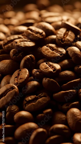 Close Up of Roasted Coffee Beans Filling the Frame