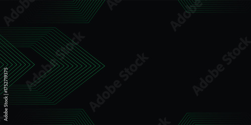 Abstract Green and Black Chevron Lines Background, Vector Illustration.