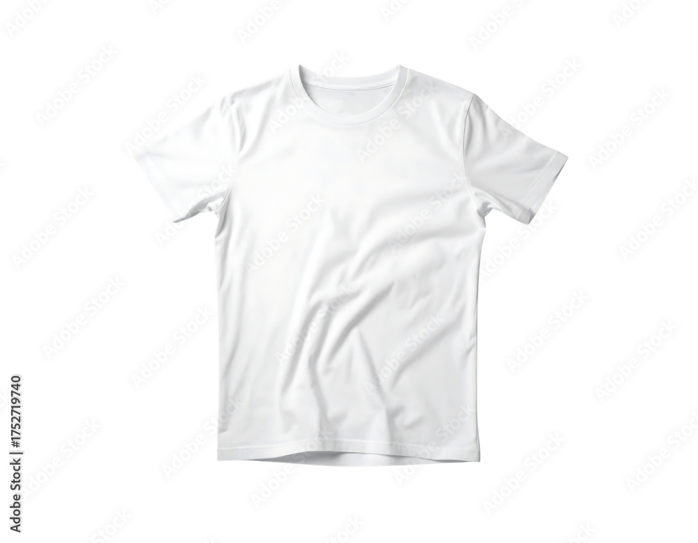 Fototapeta premium 宙に浮かぶシンプルな白いTシャツ｜背景なし・透過PNG