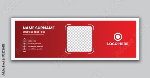 Modern and Stylish Email Signature Design Template with Red Gradient