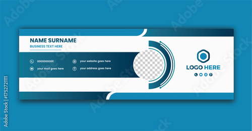 Modern and minimalist email signature design template with a logo placeholder