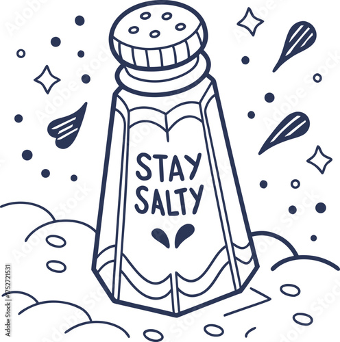 Stay Salty Hand-Drawn Salt Shaker Doodle Art