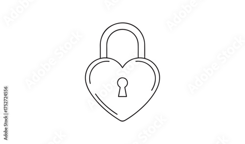 Simple outline of a heart shaped padlock with a keyhole
