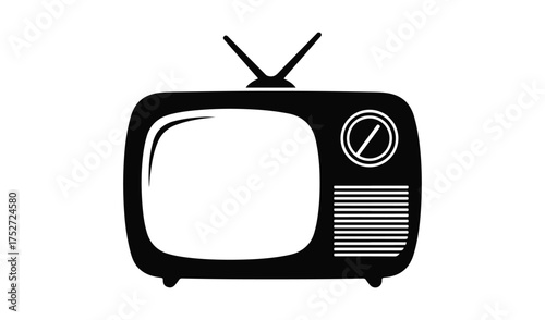 Retro television icon with antenna and screen