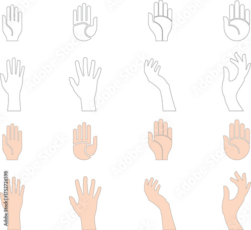 Black vector silhouette of a human hand icon on a white background. Simple minimal flat design, clean lines, isolated shape, high contrast, modern vector illustration for logo, sign, or app icon.