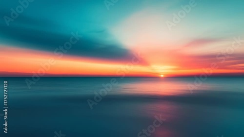 Majestic Ocean Sunset With Vibrant Colors And Peaceful Waves, Creating Serene Ambiance