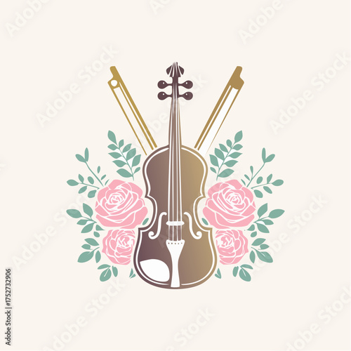 Elegant White Cello with Pink Roses and Greenery.