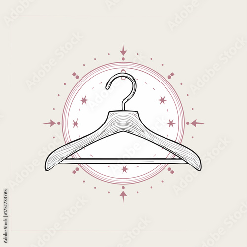 Elegant Wooden Clothes Hanger with Decorative Design.