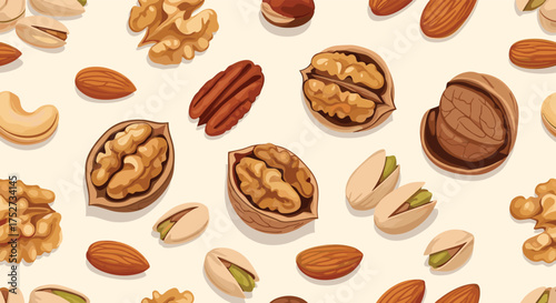 A delightful assortment of assorted nuts and kernels displayed in a pleasing pattern.