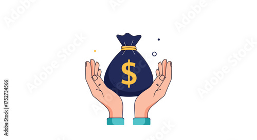 Hands holding a bag of money to represent financial security and savings.