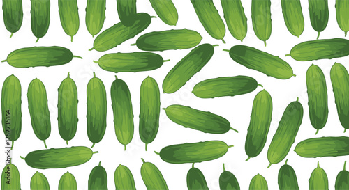 A refreshing pattern of fresh green cucumbers creates a vibrant and healthy background.