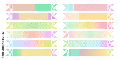 Collection of pastel watercolor ribbons with textured edges and gradient fills for design