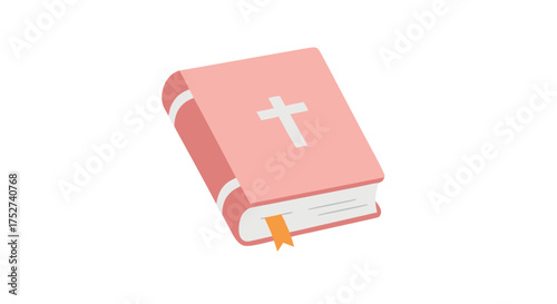 Pink Bible with Bookmark and Cross on Cover  