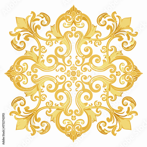 Seamless background with golden baroque ornament.