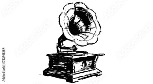 Vintage gramophone vector illustration timeless music player silhouette scalable graphic design