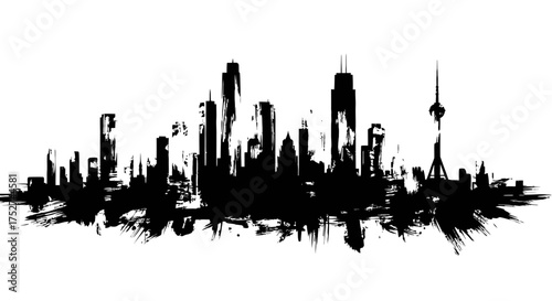 Abstract grunge cityscape silhouette vector illustration for urban design projects