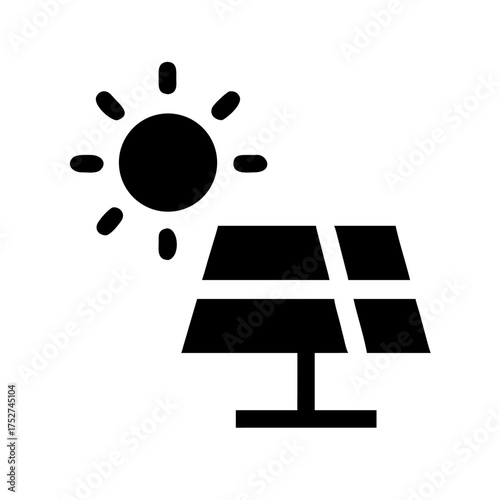 Solar panel and sun icon for renewable energy