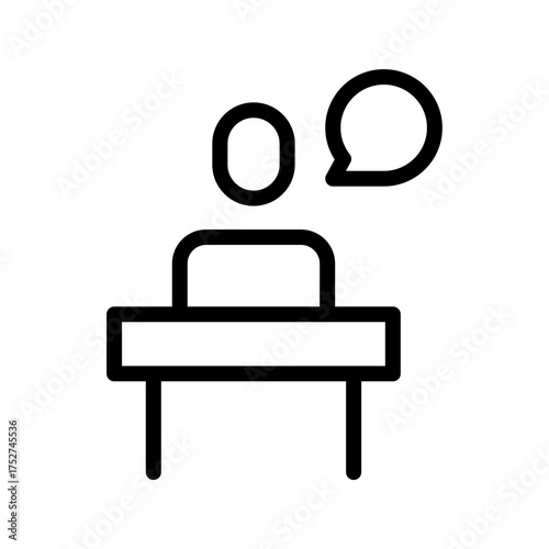 Political Speech Line Icon  Minimal Public Speaking and Leadership Symbol for Election, Debate,