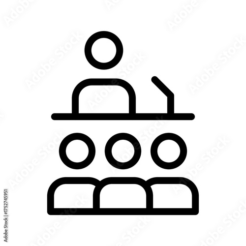 Conference Center Line Icon Minimal Building and Meeting Facility Symbol for Business, Event, and Corporate Concepts