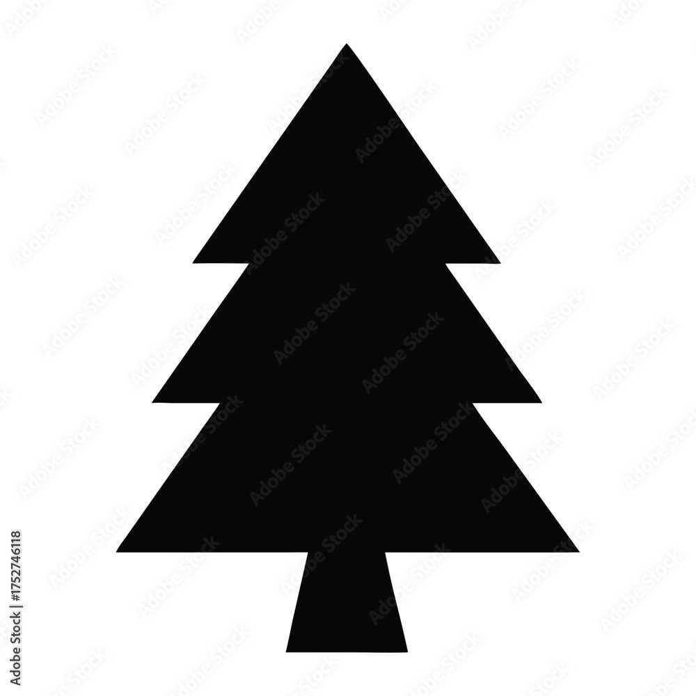 Obraz premium Evergreen Silhouette: A striking black silhouette of an evergreen tree, a symbol of resilience and natural beauty.